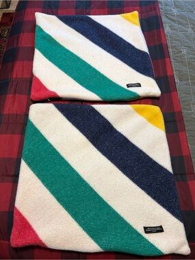 Hudson’s Bay Company Wool Pillow Covers 2 18 x 18 RARE